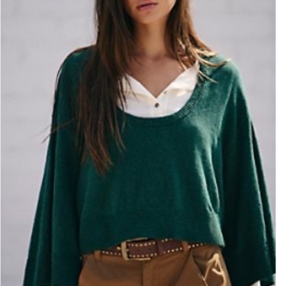 Free People Green Crew Neck Sweater Soft Knit Casual NWT! XS! Sold out color!
